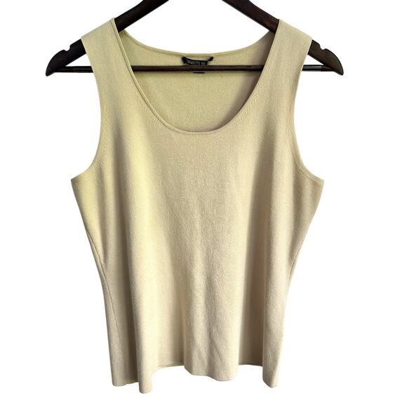 Lafayette 148 Gold Tan Crewneck Tank Top Medium Designer Quiet Luxury Staple - Picture 1 of 6